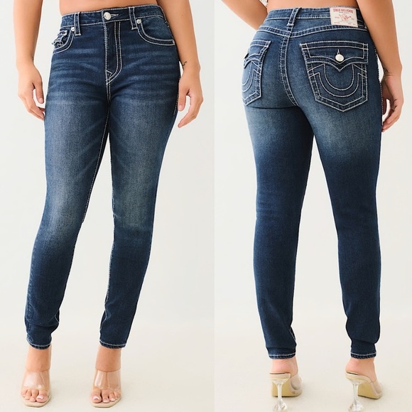 True Religion Jeans Halle Big T High Rise Flap Super Skinny Dark Wash 30/10 NWT - Picture 9 of 9